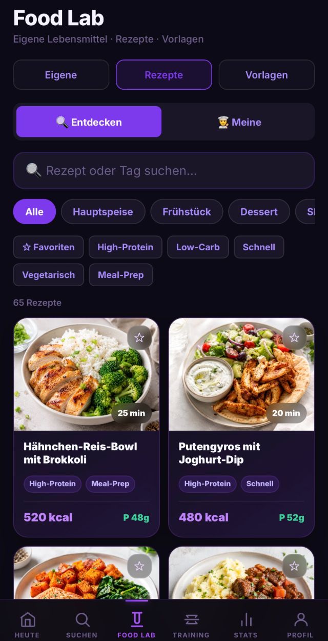 Food Lab: eigene Lebensmittel und Rezepte verwalten